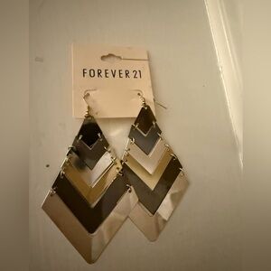 Forever 21 Multi Tone Geometric Drop Earrings NWT